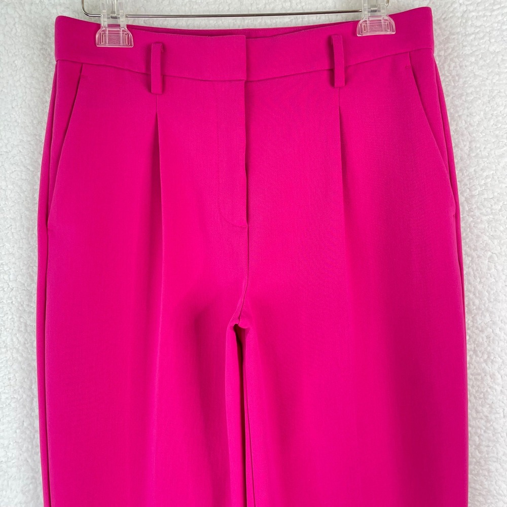 Ann Taylor Womens 6 Magenta Pink Pleated High Rise Ankle Trousers Straight Leg
